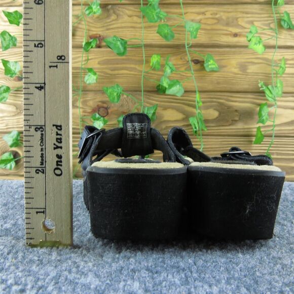 Skechers‎ Women Slide Sandal Shoes Black Leather Size 6 Medium - Picture 5 of 10